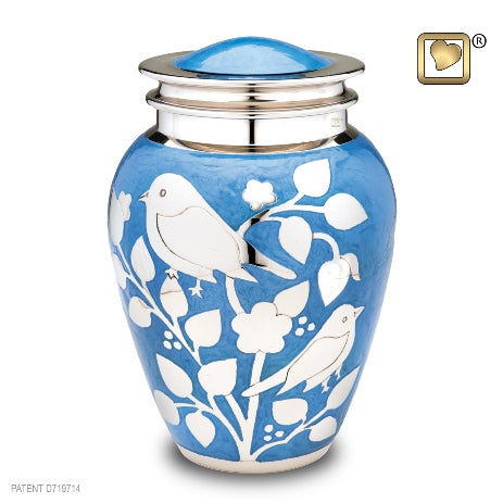 Blessing Birds Silver Urn