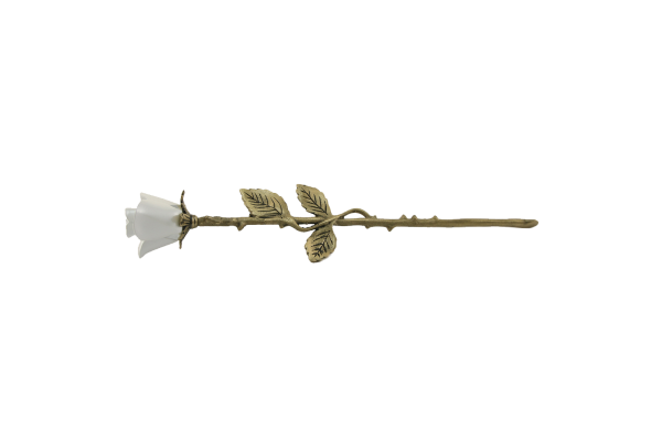 Rose Keepsake – White (Bronze Stem)