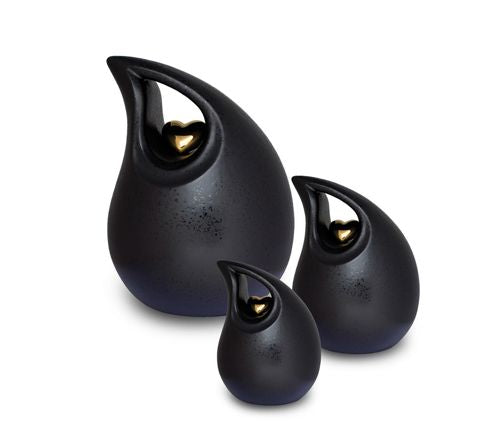 Teardrop Heart Black Urn