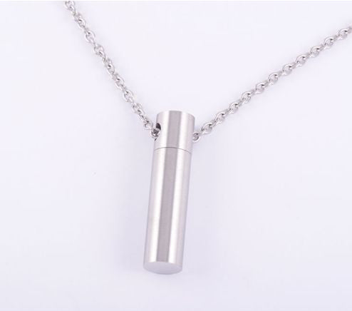 Engraveable Cylinder Urn Necklace With Inner Bottle Engraveable Cylinder Urn Necklace With Inner Bottle
