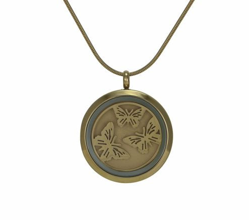 Round Pendant – Butterflies (Bronze)