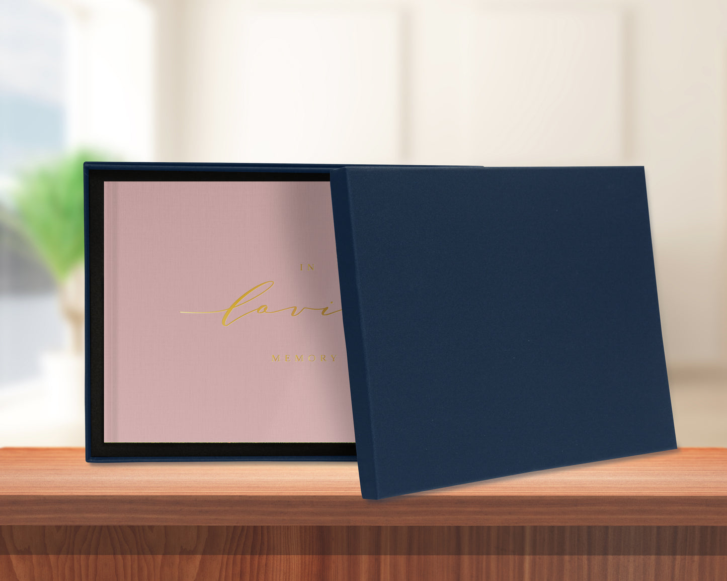 Dusty Pink Buckram Memorial Book Cover with Gift Box