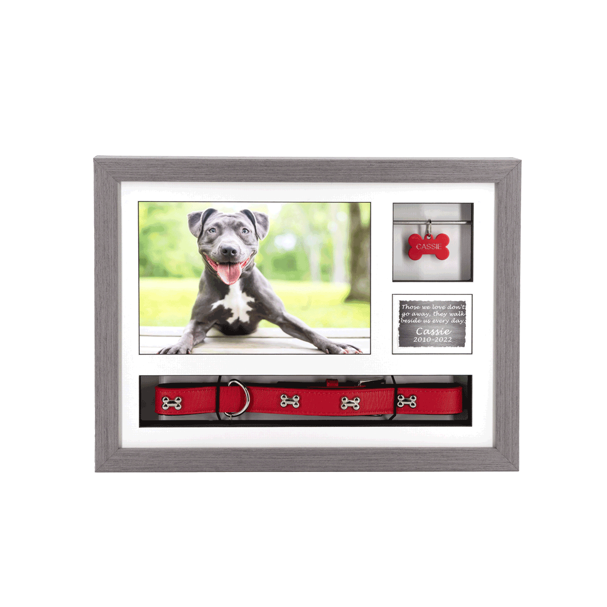14″ X 11″ Frame Urn GREY OAK With Collar & Tag Keepsake Spaces