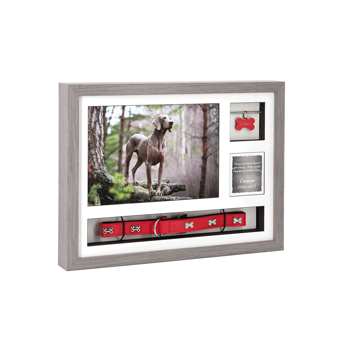 16″ X 12″ Frame Urn GREY OAK With Collar & Tag Keepsake Spaces