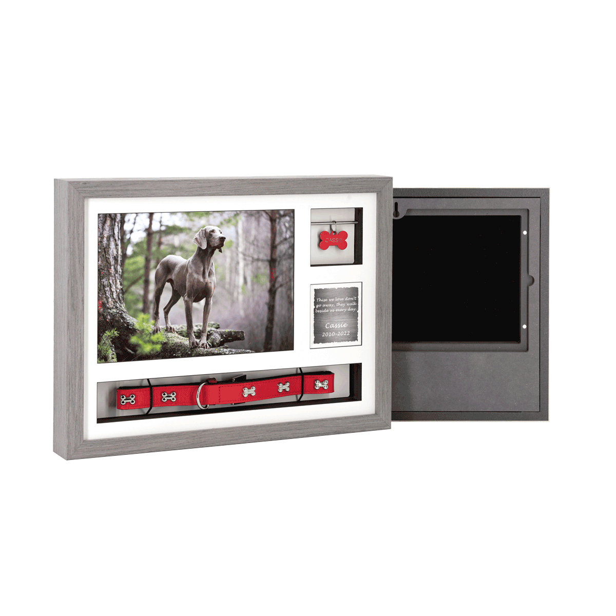 16″ X 12″ Frame Urn GREY OAK With Collar & Tag Keepsake Spaces