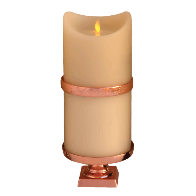 Pet Remembrance Candle With Rose Gold Base & Trim & Pet Footprints – Medium