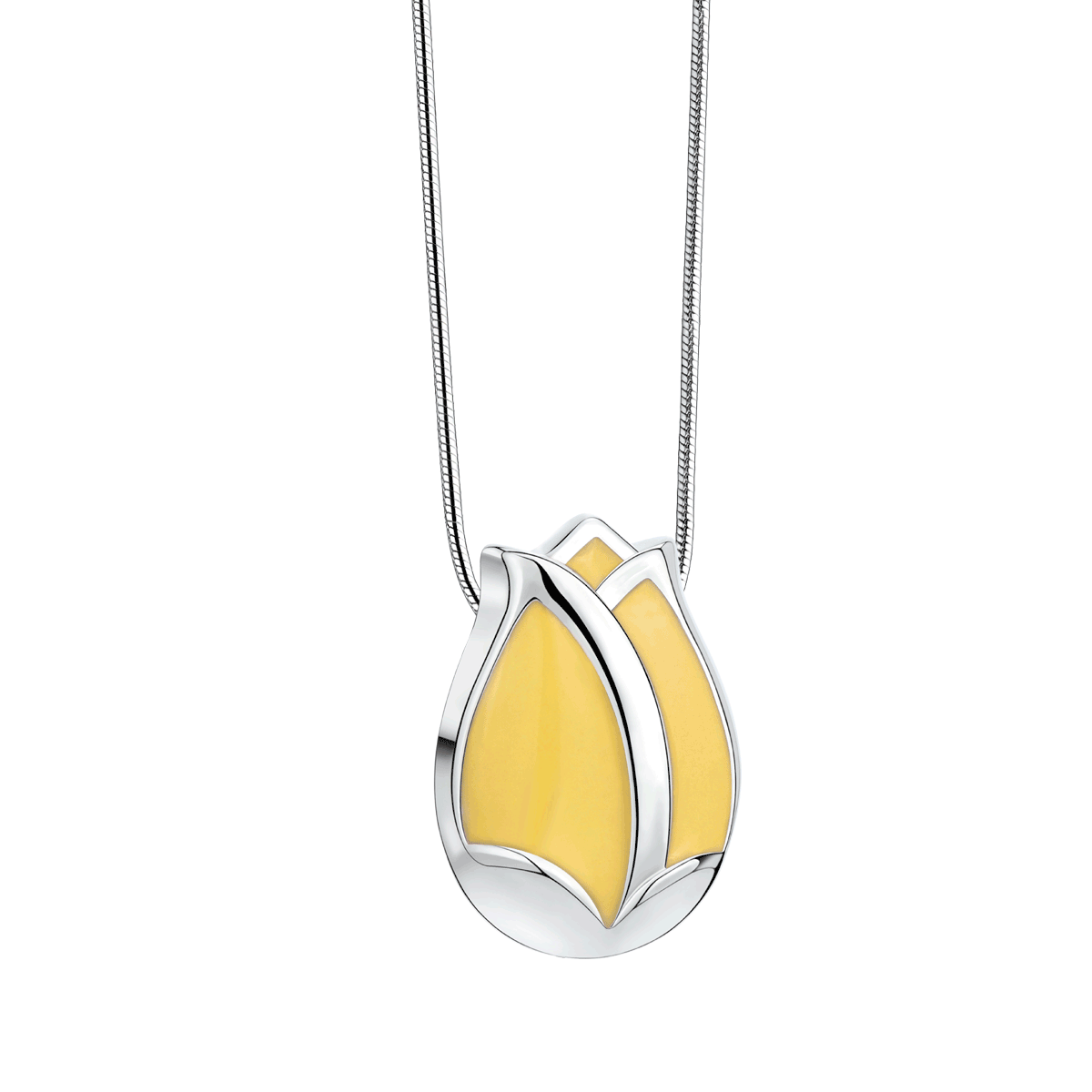 Tulip Pearl Yellow & Polished Silver Ash Pendant