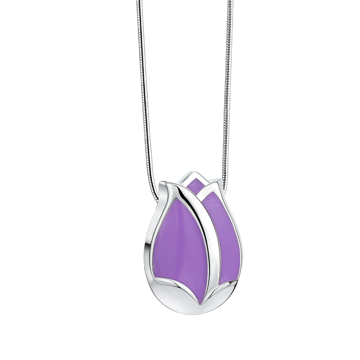 Tulip Pearl Purple & Silver Ash Pendant