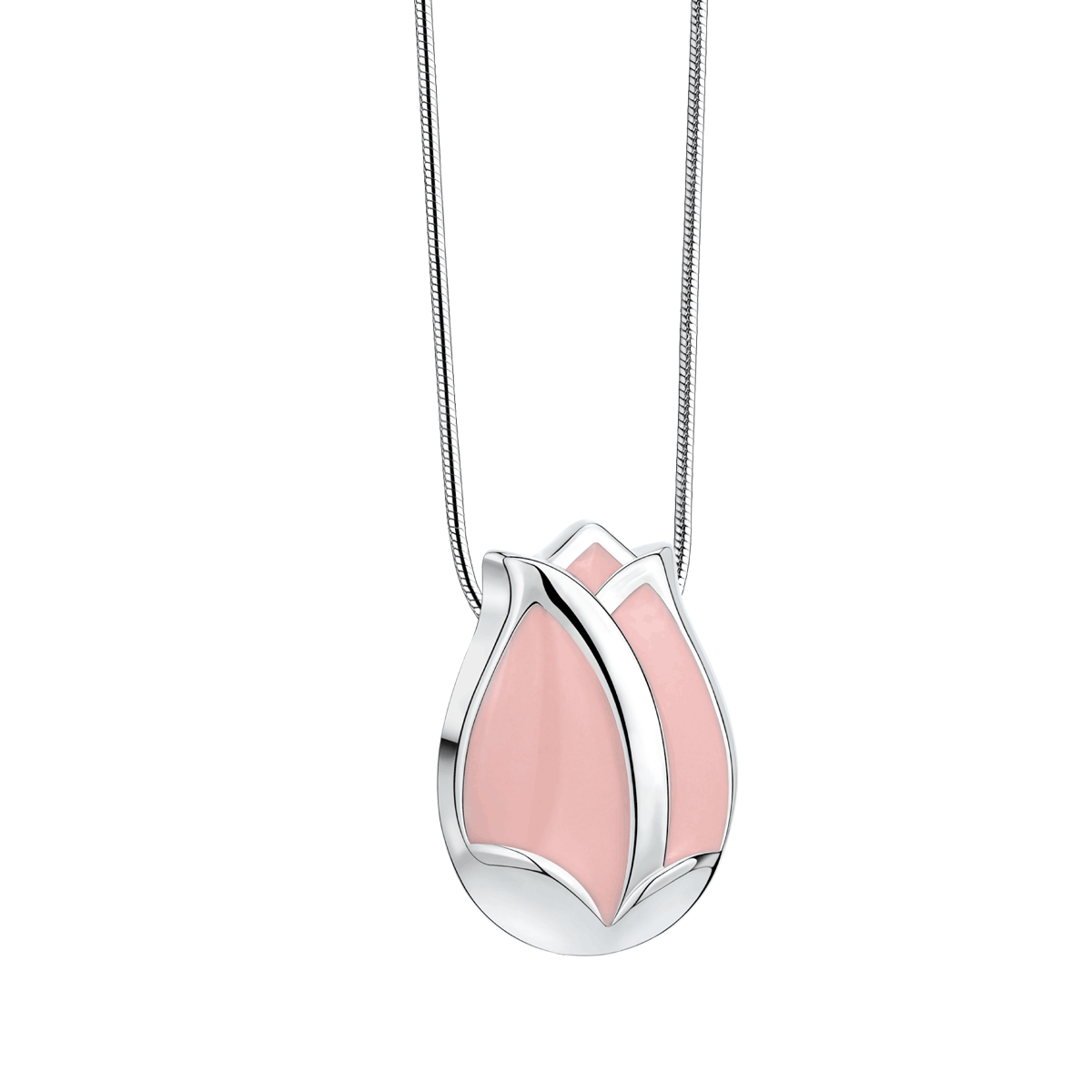 Tulip Pearl Pink & Polished Silver Ash Pendant