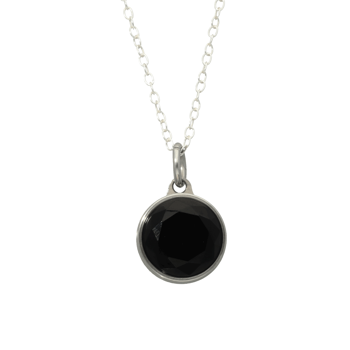 Black Onyx Faceted Ash Pendant STEEL