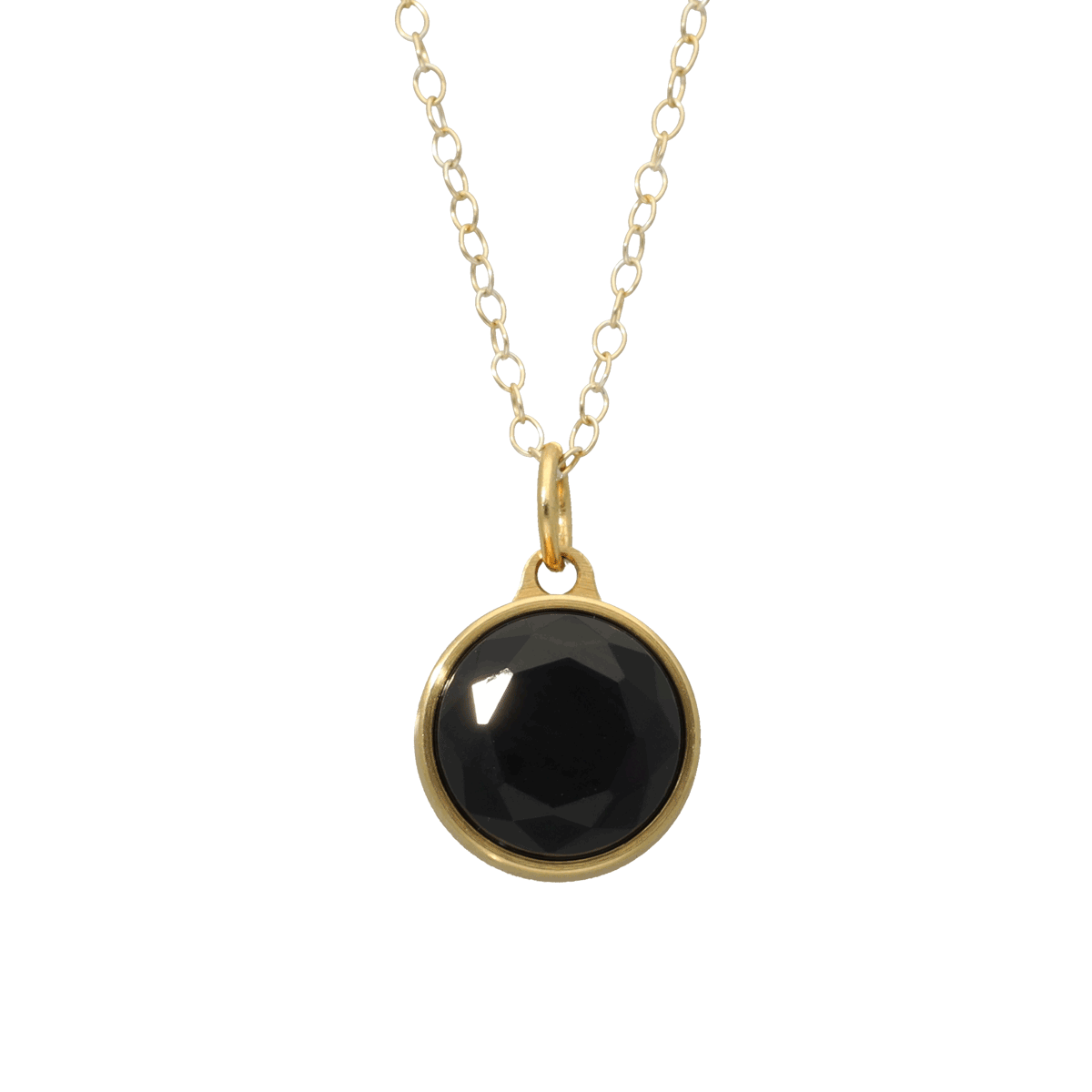 Black Onyx Faceted Ash Pendant GOLD