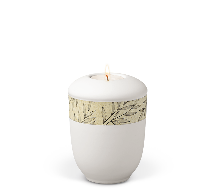Leaves Grass Paper Ceramic Tealight