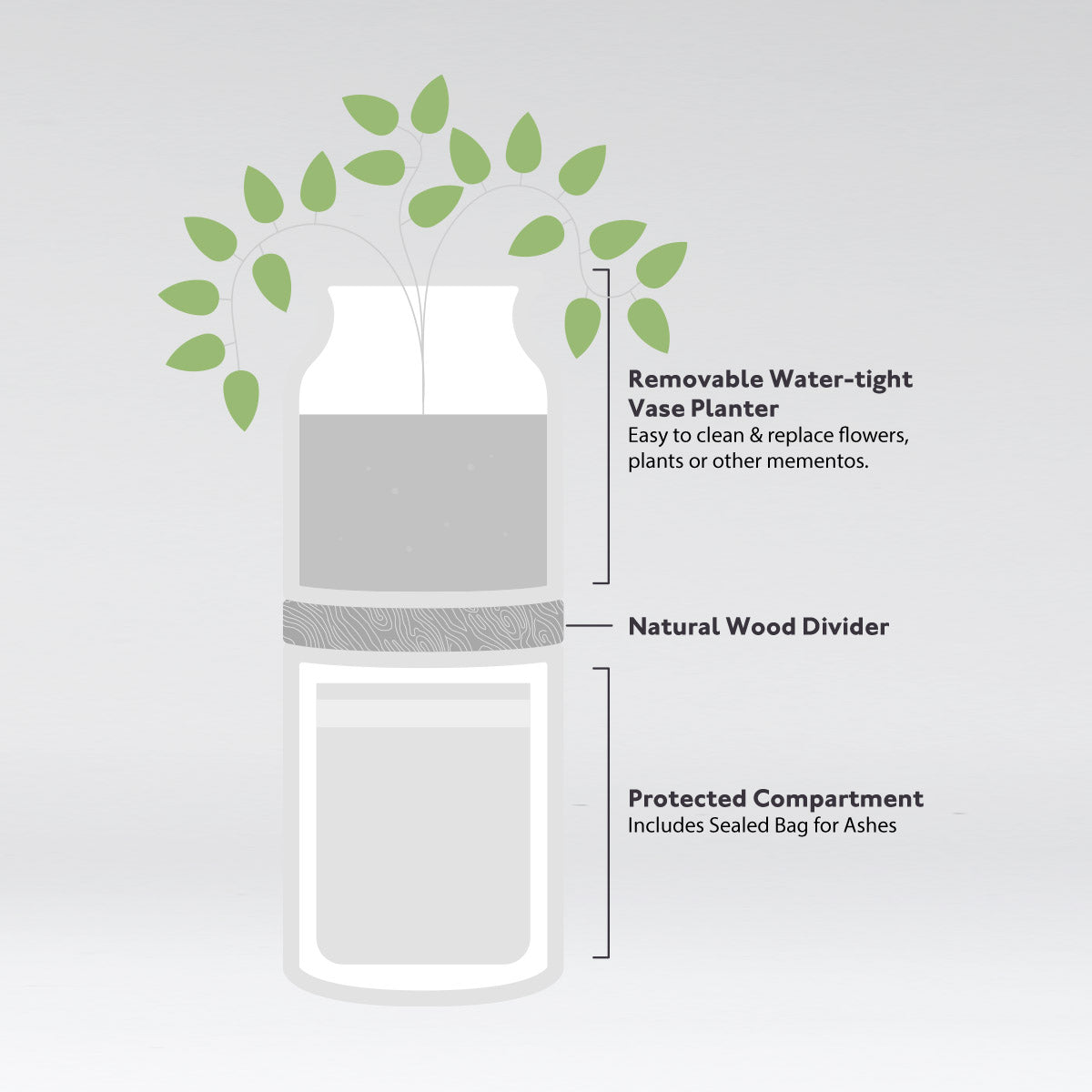 Fiori Vase White With Oak