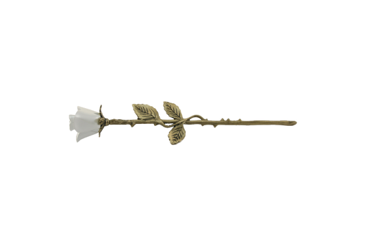 Rose Keepsake – White (Bronze Stem)