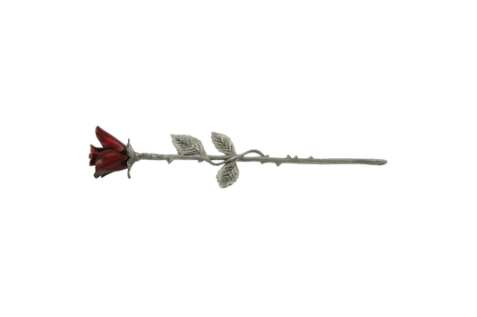 Rose Keepsake – Crimson (Pewter Stem)