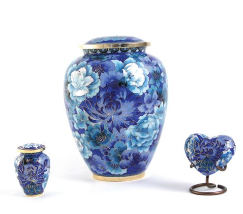 Elite Cliosonné Floral Blue Urn