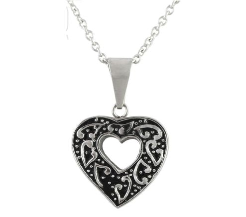 Cut Out Heart Ash Pendant (Stainless Steel)