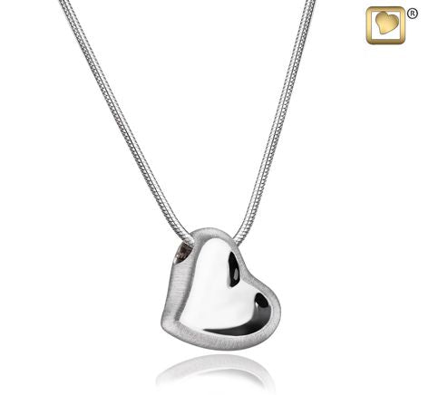 Leaning Heart (Silver-Two Tone)