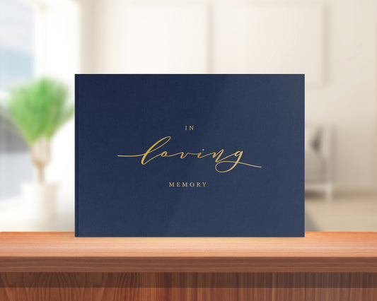 Navy Blue Buckram Memorial Book Cover with Gift Box