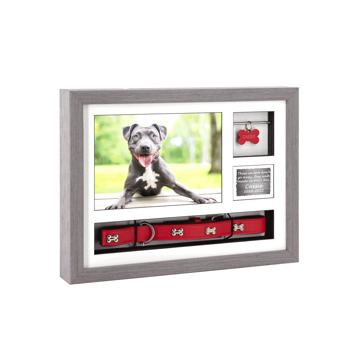 14″ X 11″ Frame Urn GREY OAK With Collar & Tag Keepsake Spaces