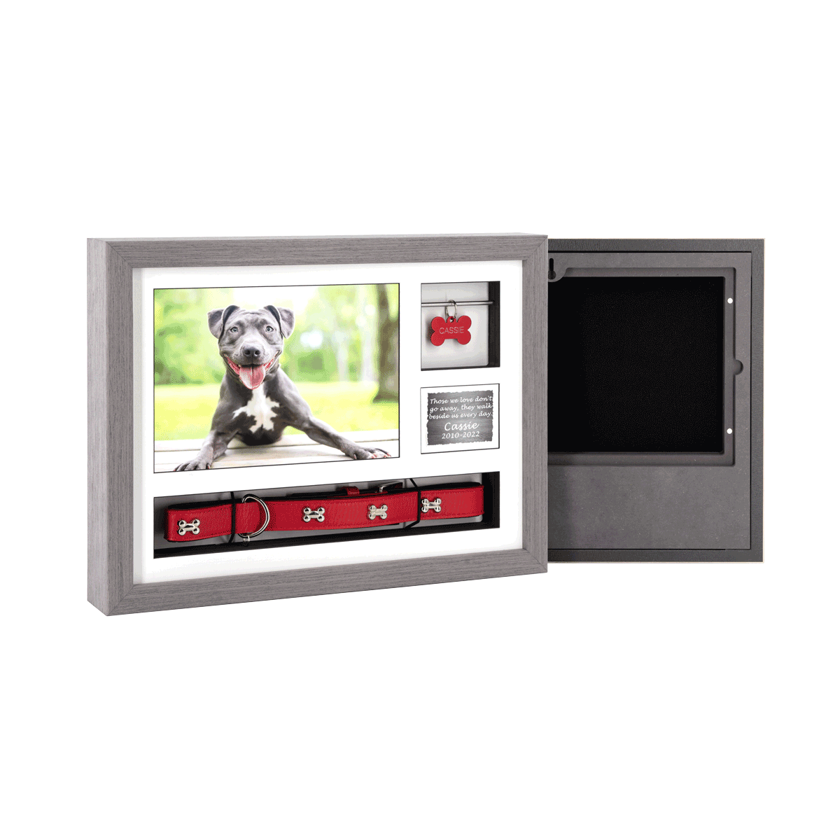 14″ X 11″ Frame Urn GREY OAK With Collar & Tag Keepsake Spaces