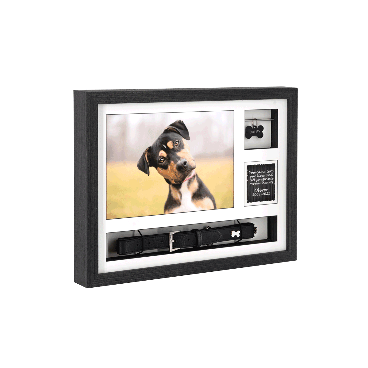 16″ X 12″ Frame Urn BLACK With Collar & Tag Keepsake Spaces