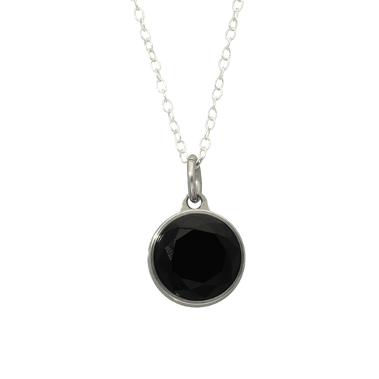 Black Onyx Faceted Ash Pendant STEEL