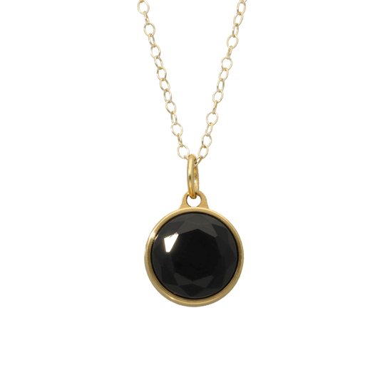 Black Onyx Faceted Ash Pendant GOLD