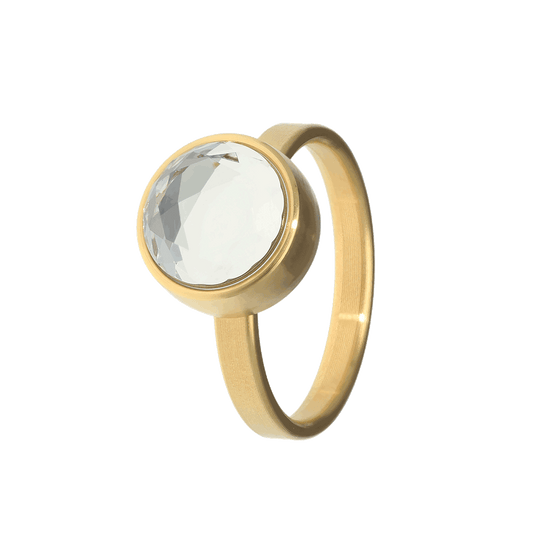 Crystal Faceted Ring GOLD 17mm