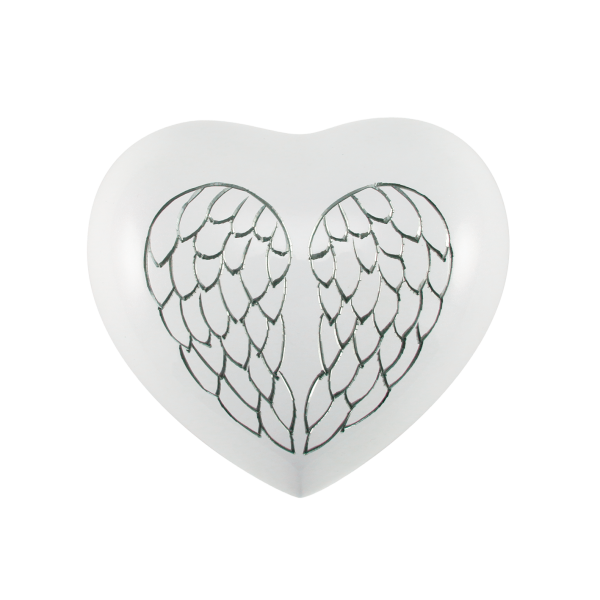 Arielle Heart Urn Angel Wings Pearl