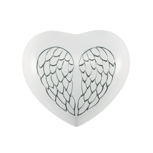 Arielle Heart Urn Angel Wings Pearl