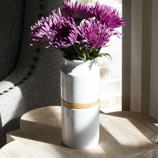 Fiori Vase White With Oak